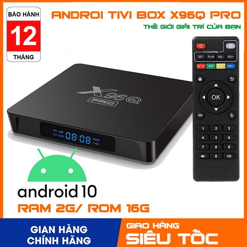 Android tivi box X96Q Pro 4K RAm 2G bộ nhớ trong 16G android 10 có cổng quang, xem truyền hình, phim bom tấn, giải trí youtobe hoàn toàn miễn phí đầu mạng smart  xem tivi