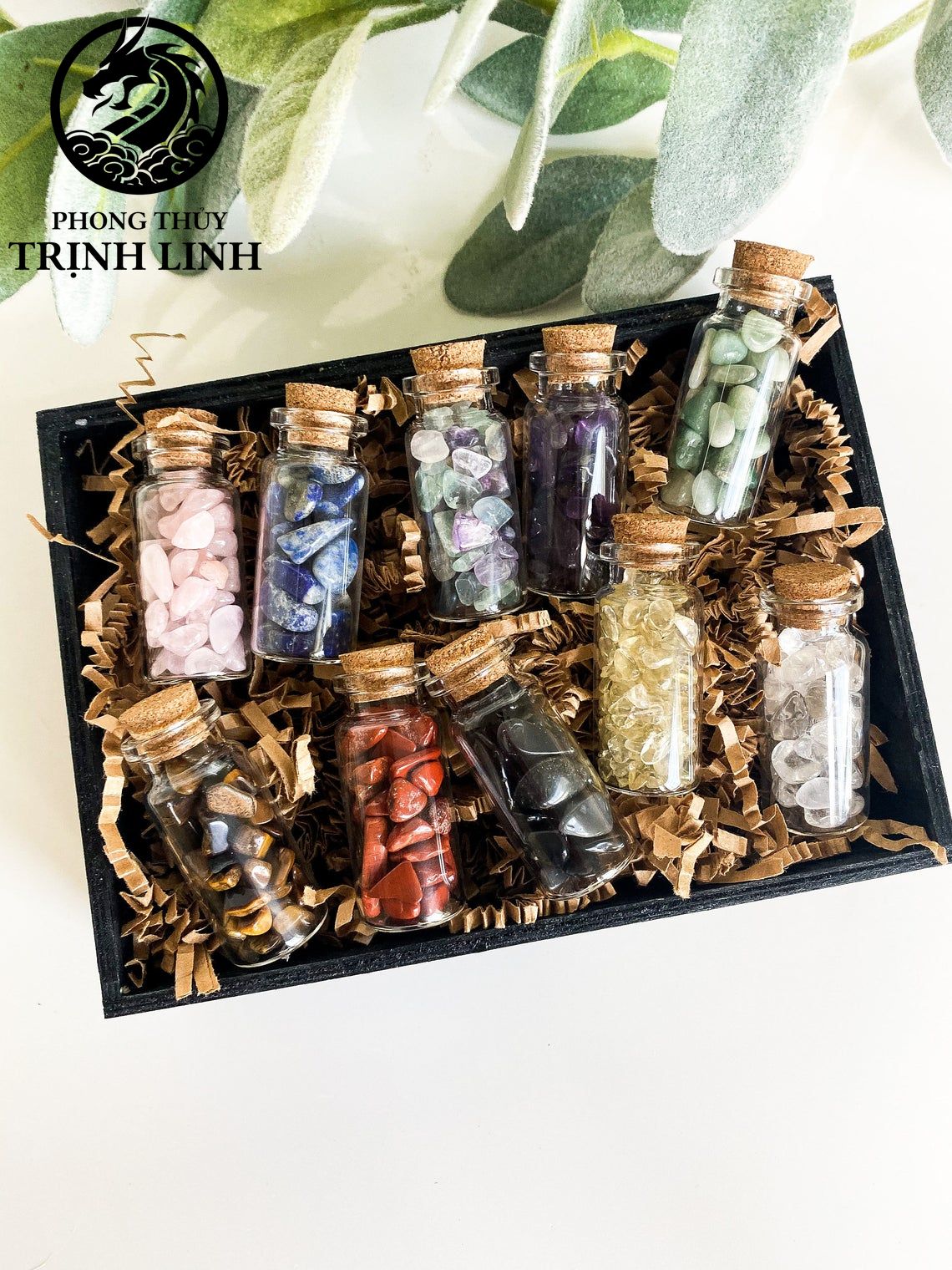 Hủ vụn đá phong thủy sưu tầm tarot, thiền định, yoga