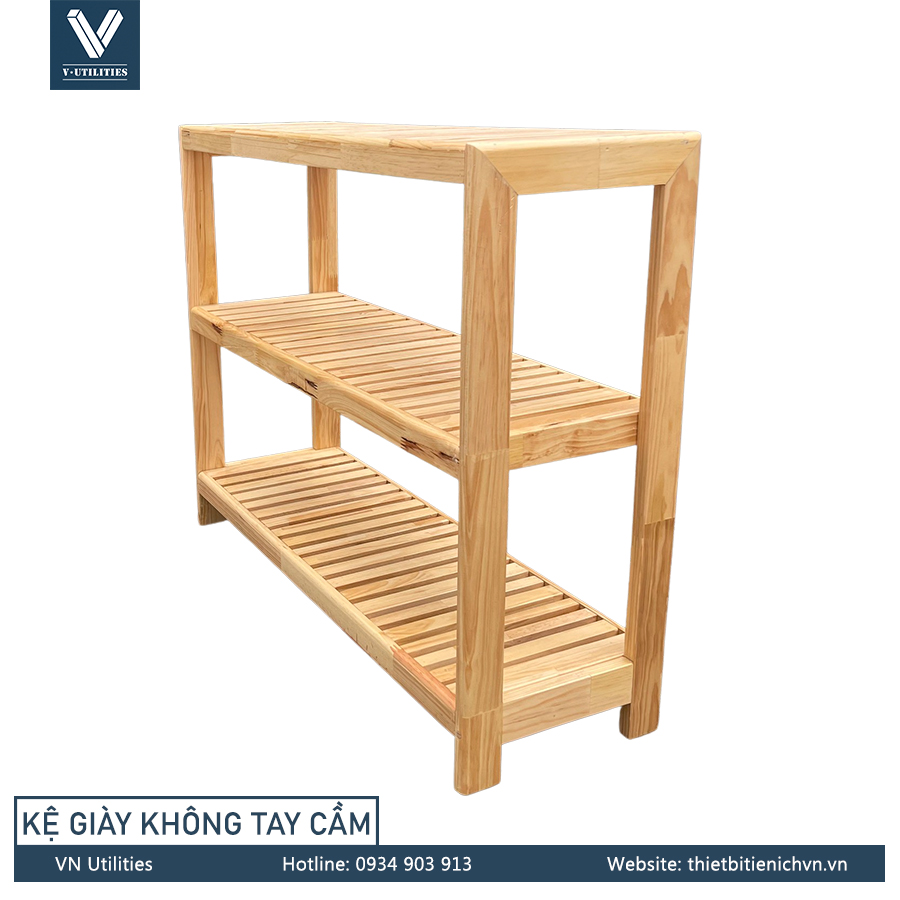Kệ Để Giày Dép Gỗ Thông 3 Tầng