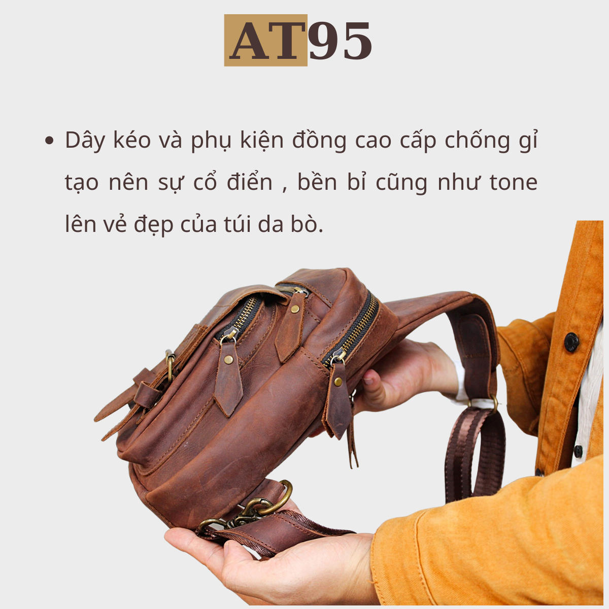 Túi da bò đeo chéo 02 da bò thật