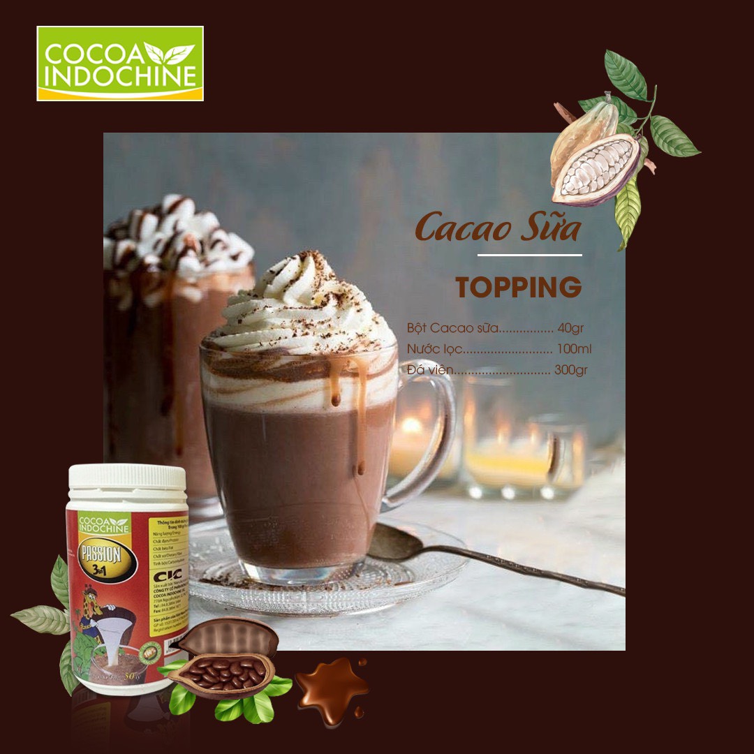Bột Cacao sữa Passion 3 in 1 - Cocoa Indochine (Hũ 800g)