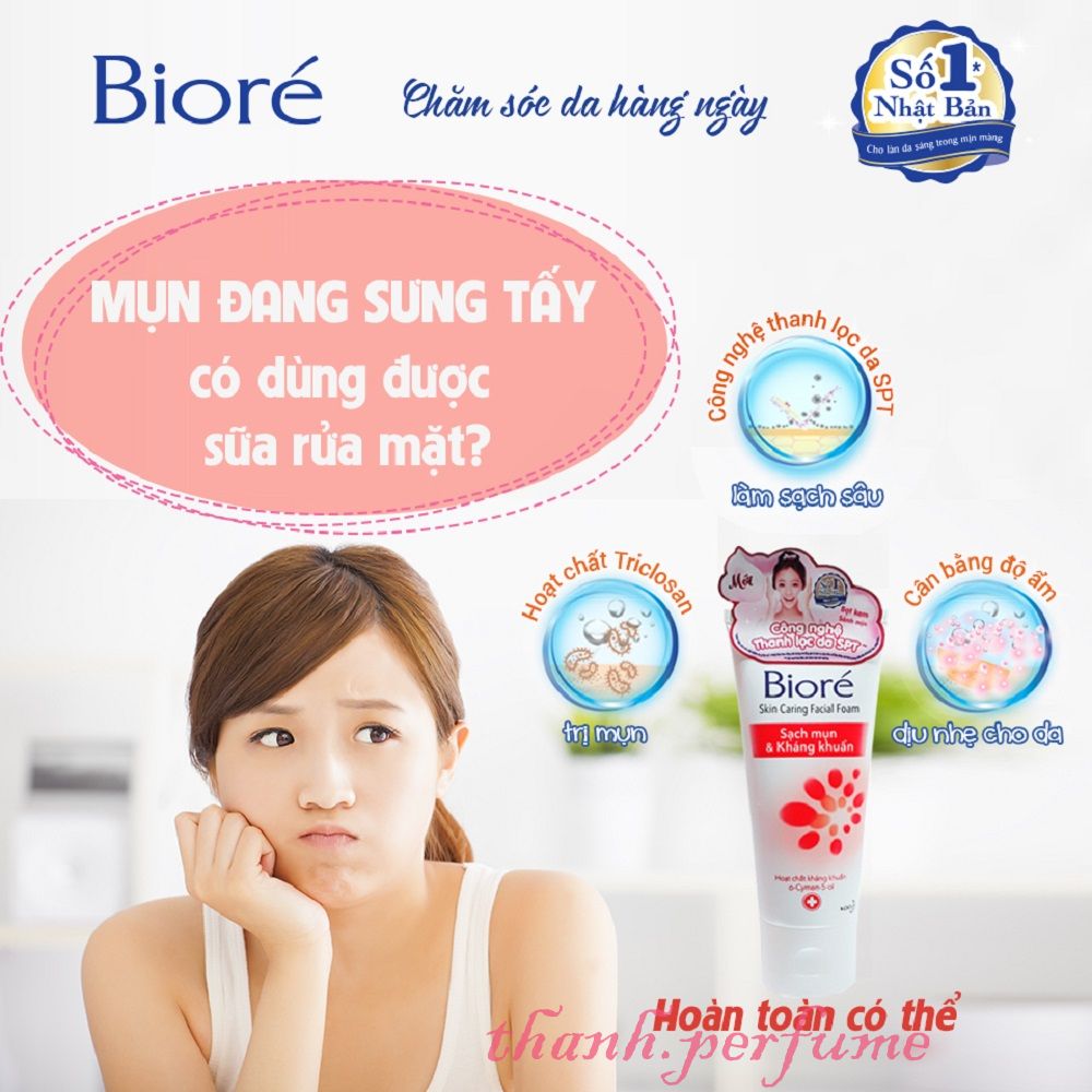 Sữa Rửa Mặt 100G Biore Sạch Mụn & Kháng Khuẩn