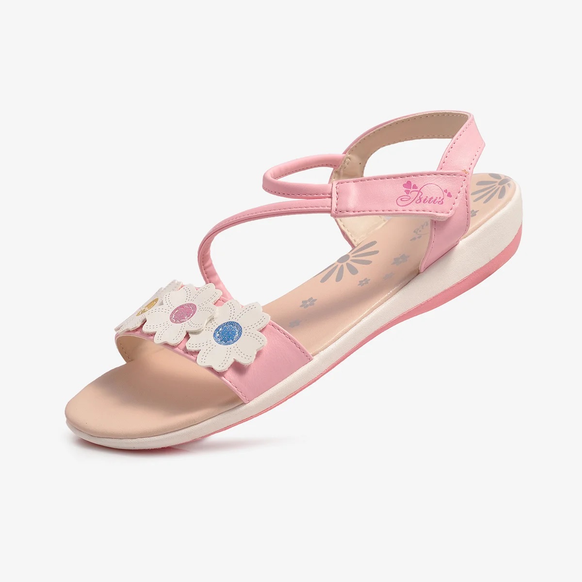 [Hoàn Xu] [SIÊU SALE] GIÀY SANDAL QUAI HẬU HỌC SINH BÉ GÁI BITI'S ĐÍNH BÔNG HOA XINH XẮN DTG076000 (HỒNG + TRẮNG) - BITIS