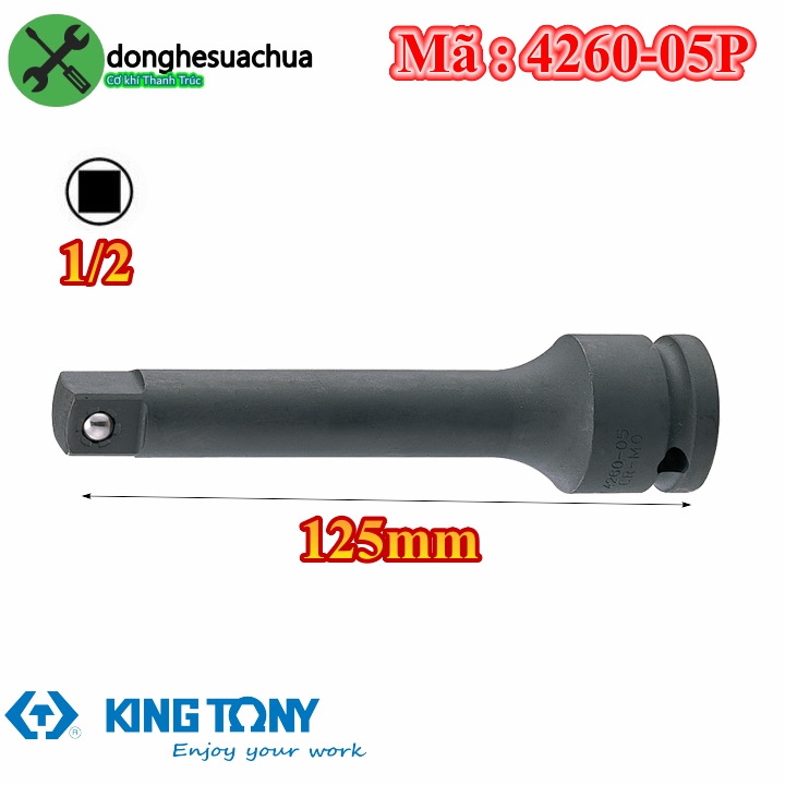 Đầu nối đen 1/2 kingtony 4260-05p dài 125mm đầu vuông 12.7mm