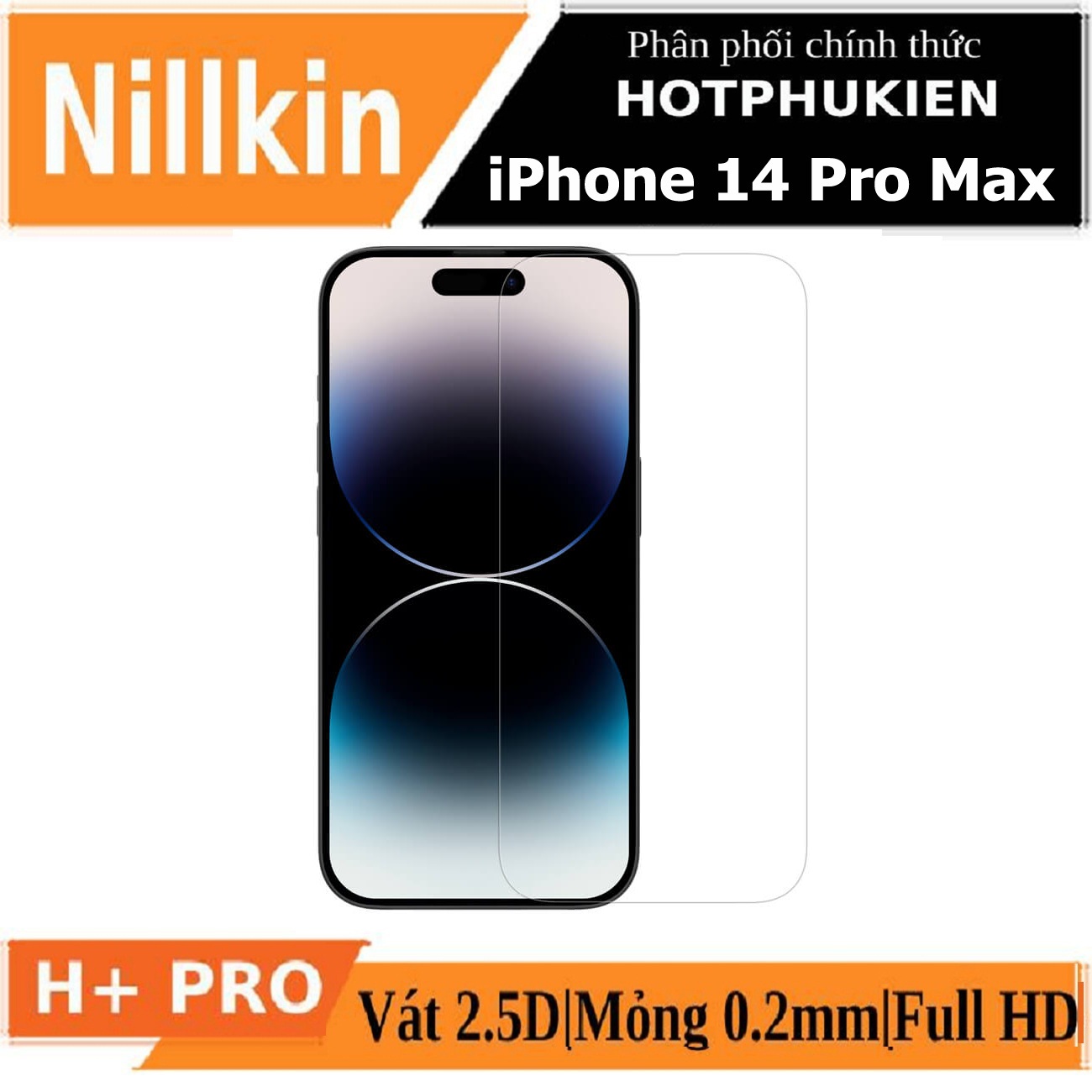 Miếng dán kính cường lực cho iPhone 14 Pro Max (6.7 inch) hiệu Nillkin Amazing H+ Pro