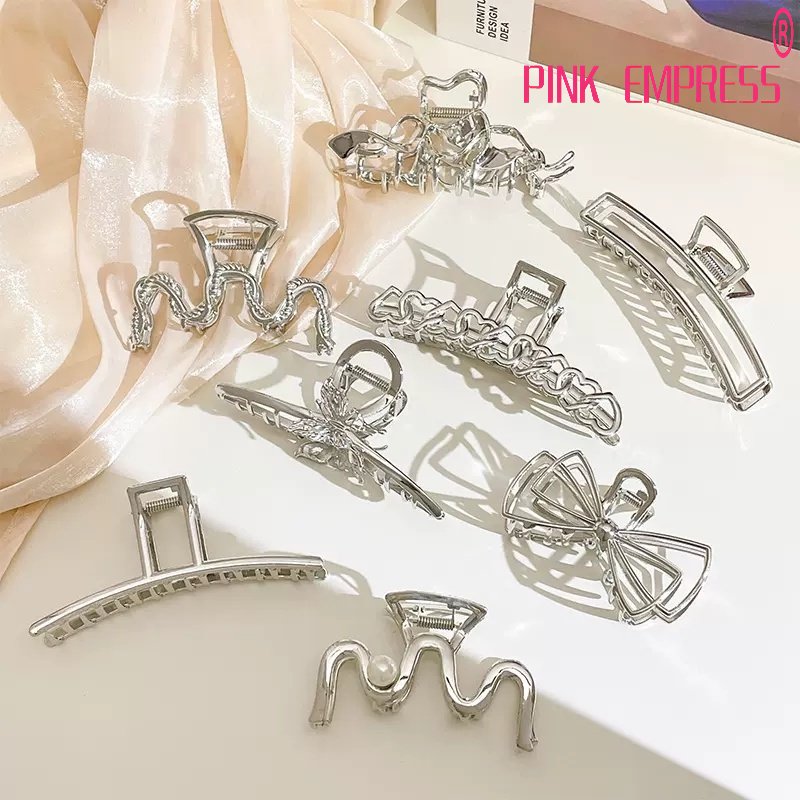 Kẹp Tóc Cá Mập / Cá Mập Bằng Kim Loại Màu Bạc Phong Cách Hàn Quốc Mới