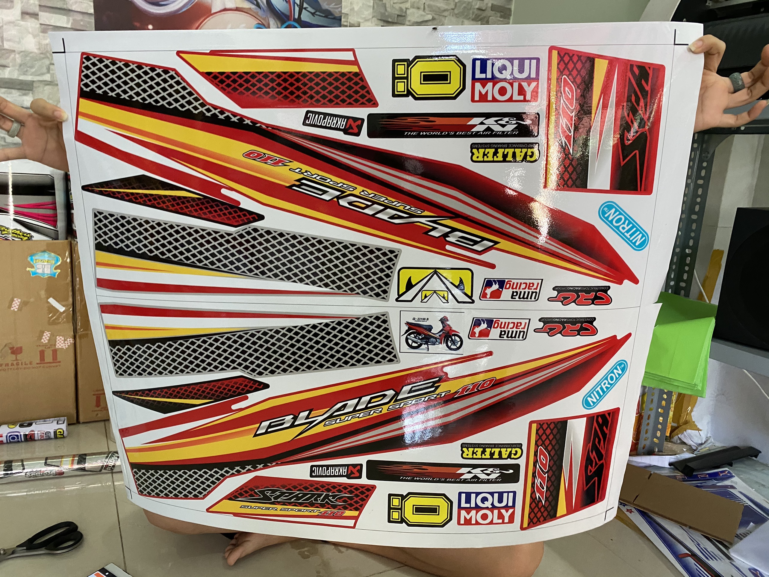 Tem rời honda wave blade 110 dán xe đỏ