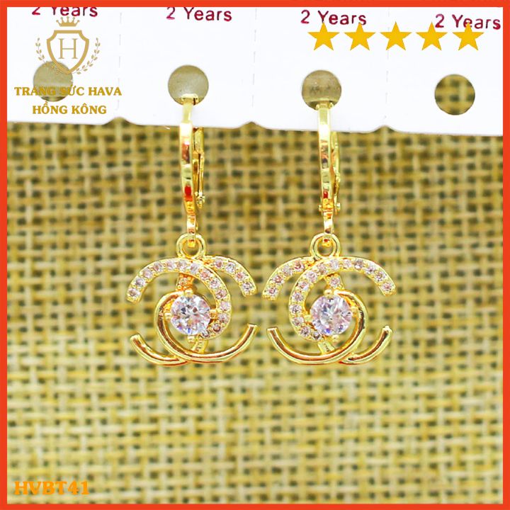 Bông Tai Nữ Titan Mặt Chữ X Đính Đá Thời Trang, Khuyên Tai Nữ Dáng Dài Xi Mạ Vàng Non 24k Cao Cấp - Trang Sức Hava Phong Cách Trẻ Trung Cá Tính