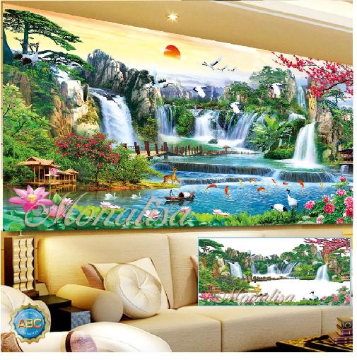 Tranh đính đá phong cảnh y8239 kt 150x70 cm