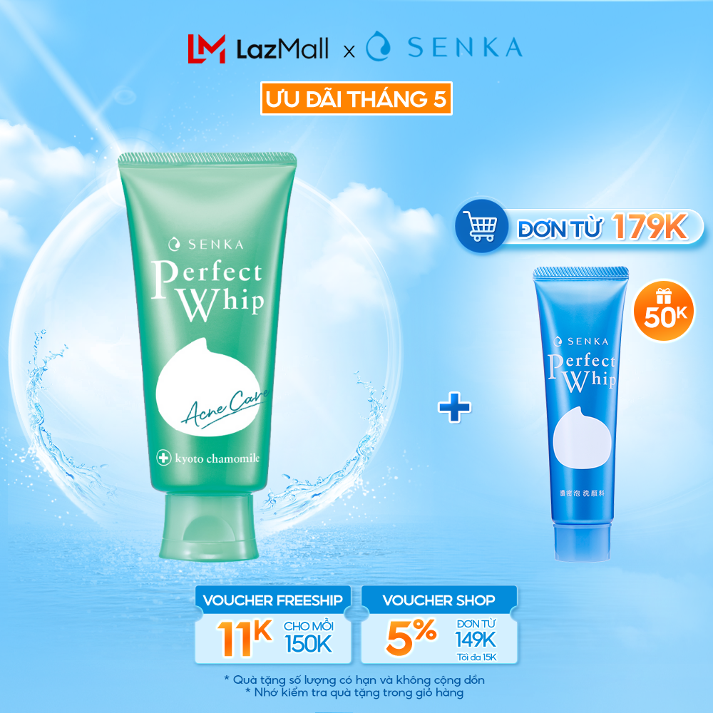 Sữa Rửa Mặt Giảm Mụn Senka Perfect Whip Acne Care 100G