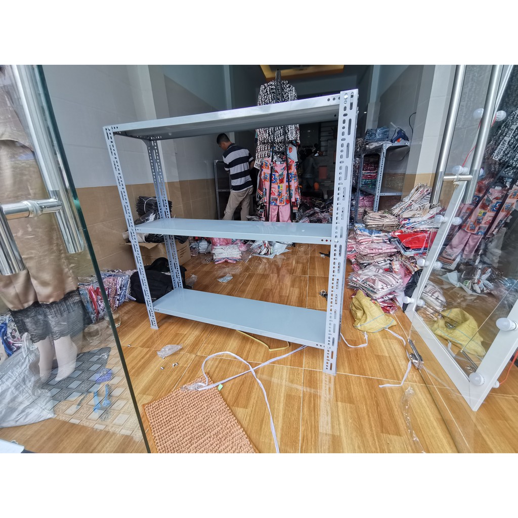 (60 x 40 cm ) Kệ sắt v lỗ để giày, để giấy tờ Nhỏ (Dài 0.6m x Rộng 0.4m x Cao 1m x 3 mâm)