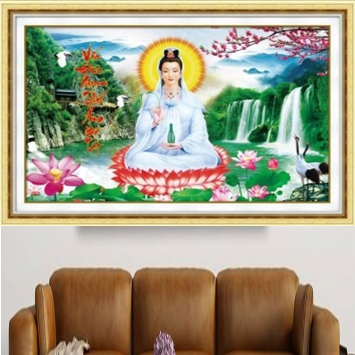 [HCM]Tranh thêu chữ thập Quán Thế Âm Bồ Tát LV3250 - kích thước 59 * 40