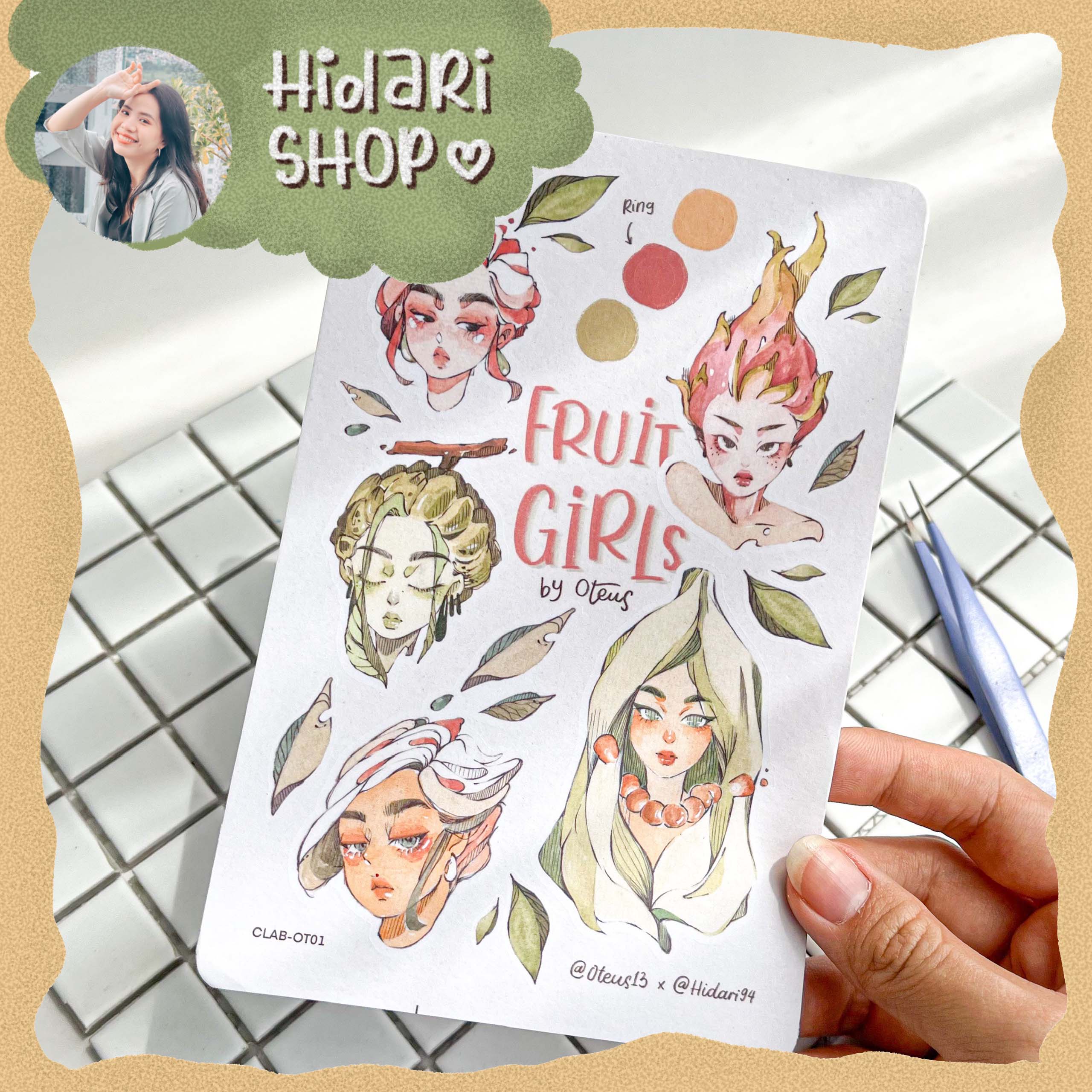 Washi Sticker Fruit Girls by Oteus trang trí sổ vintage journal ...