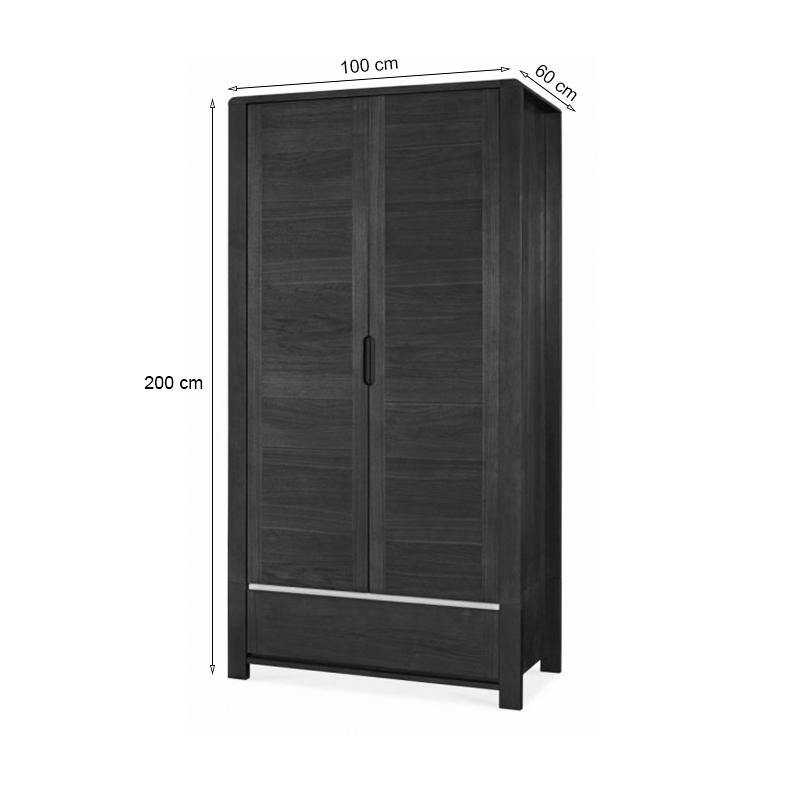 Tủ quần áo 2 cánh Casa gỗ óc chó 1m0