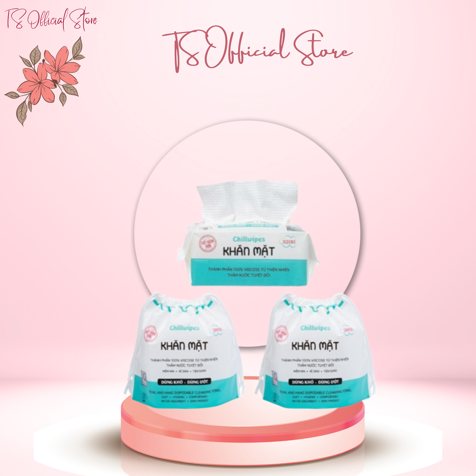 Khăn Mặt Khô Chillwipes Facial & Hand Disposable Cleansing Towel 80 Tờ
