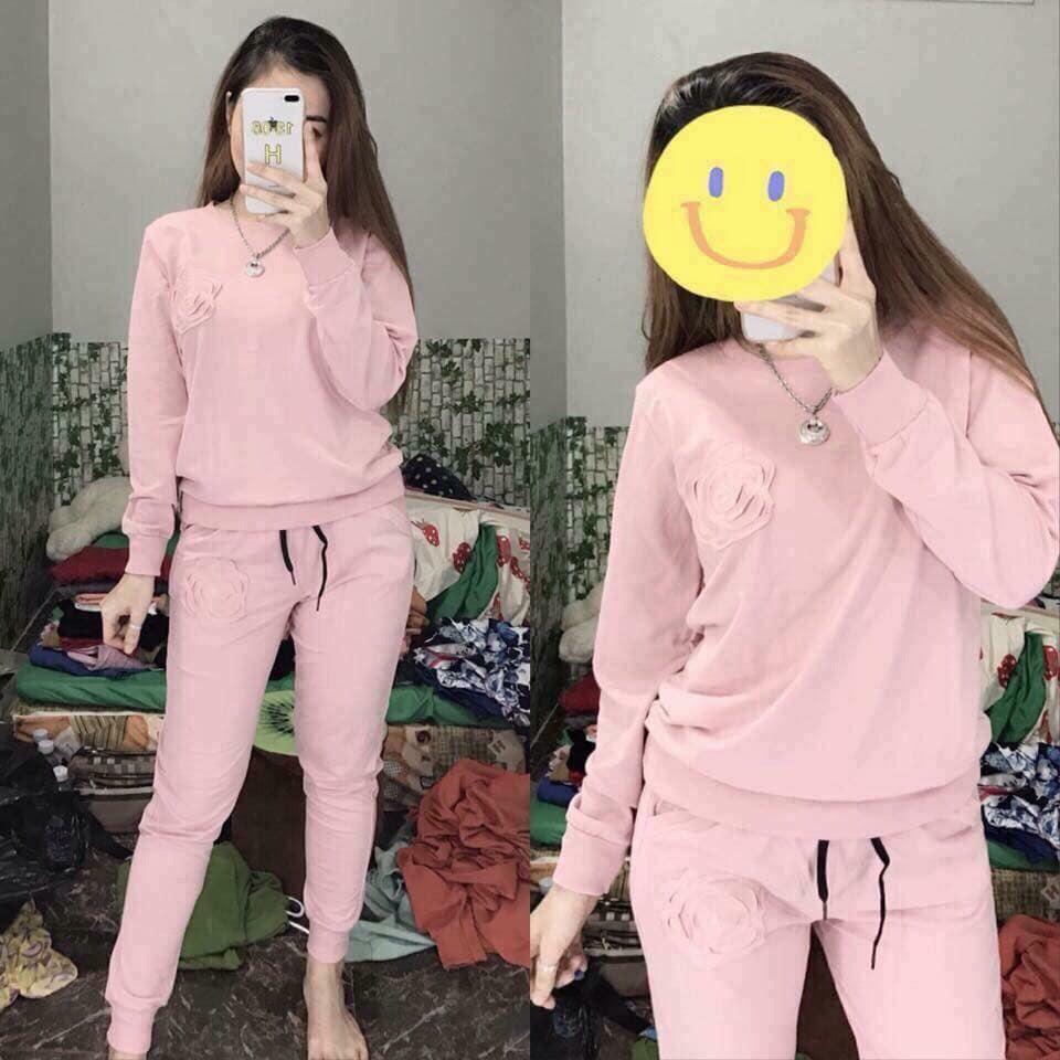 Bộ nỉ nữ thu đông dài tay chất nỉ da cá siêu đẹp chất thấm hút mồ hôi thoang mát dễ mặc năng động hot 2020 LZ BD NỈ01