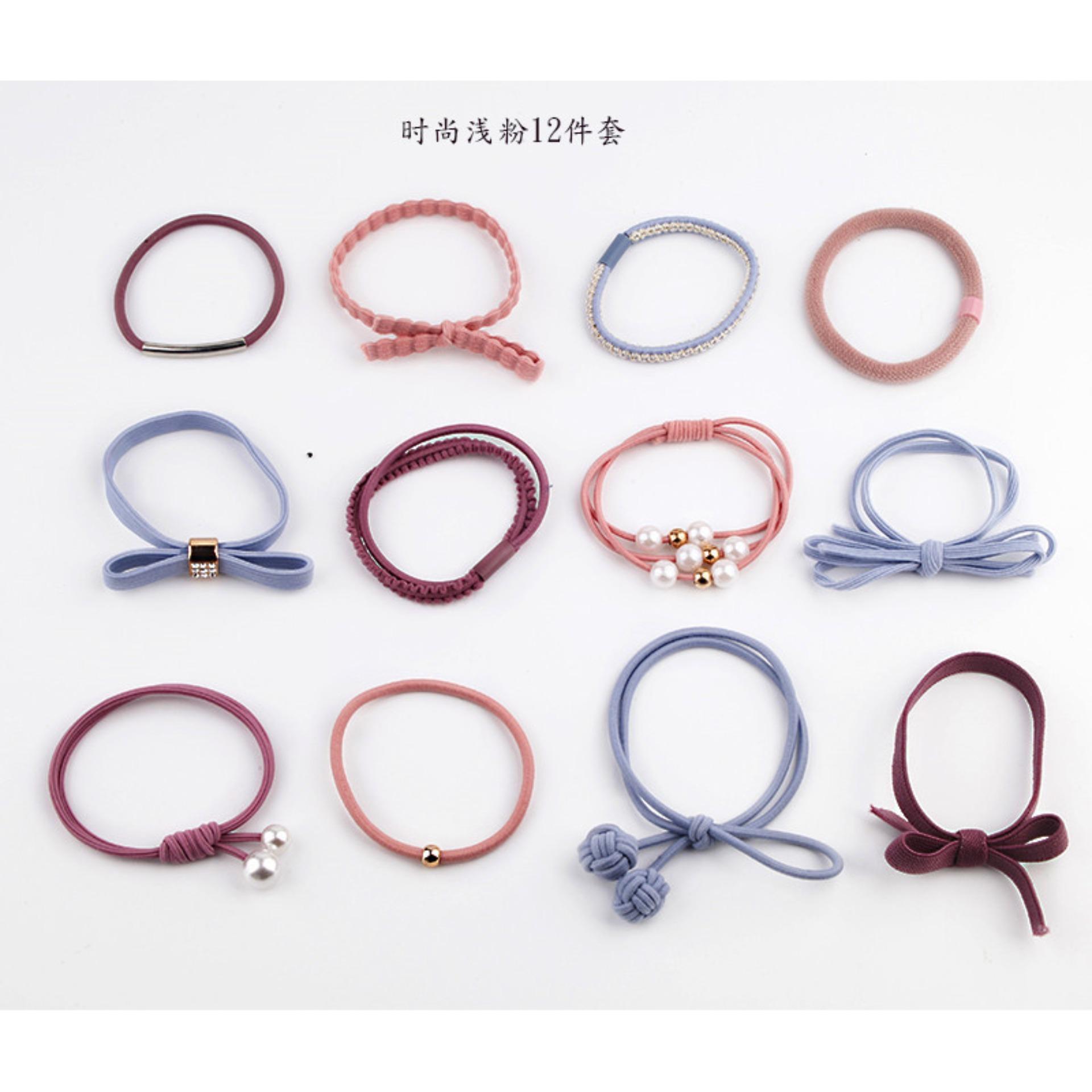 [HCM][Tặng Hộp] Phụ Kiện Tóc Set 12 Dây Buộc Tóc Cột Tóc Cao Cấp Kiểu Hàn Quốc Dễ Thương