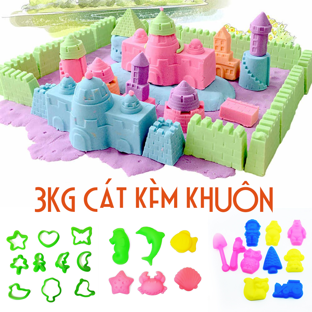 Combo 3kg cát động lực cát nặn cát vi sinh + 22 chi tiết động vật