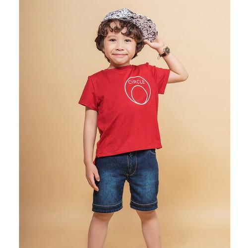 Áo thun lệch tà đỏ hình tròn BT - Lovekids