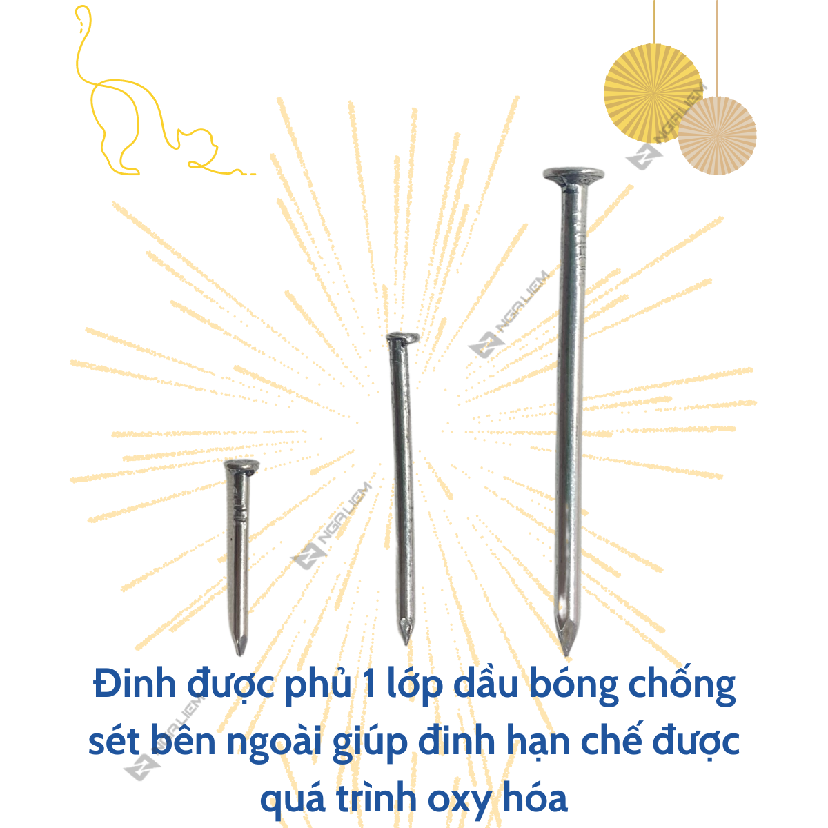 Đinh Chì Đóng Gỗ Loại Xịn Đủ Size Hàn Quốc (2cm; 2.5cm; 3cm; 4cm; 5cm; 6cm; ...; 100cm; 120cm) [Bán LẠNG]
