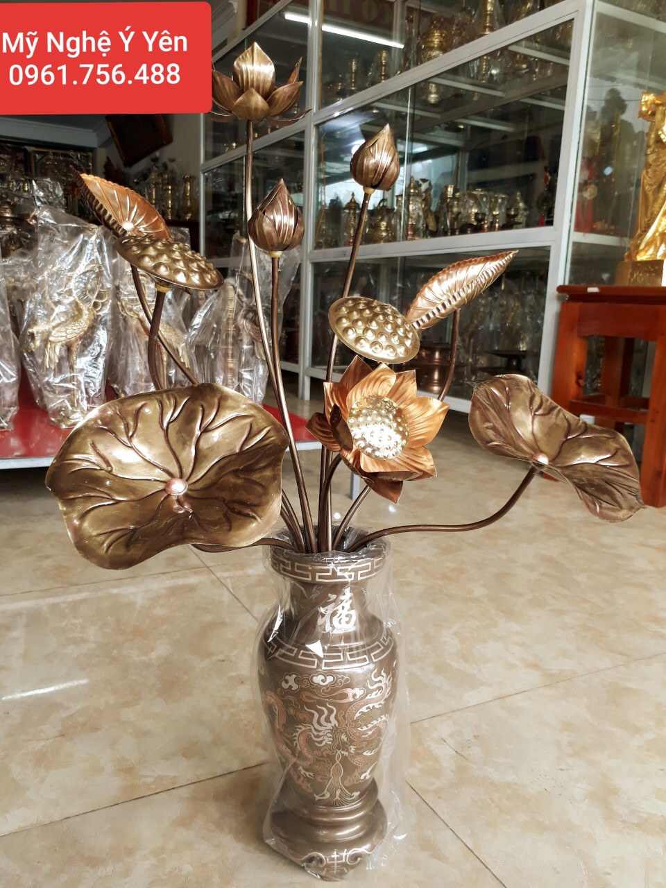 Bó hoa sen đồng giả cổ 10 cành kiểu