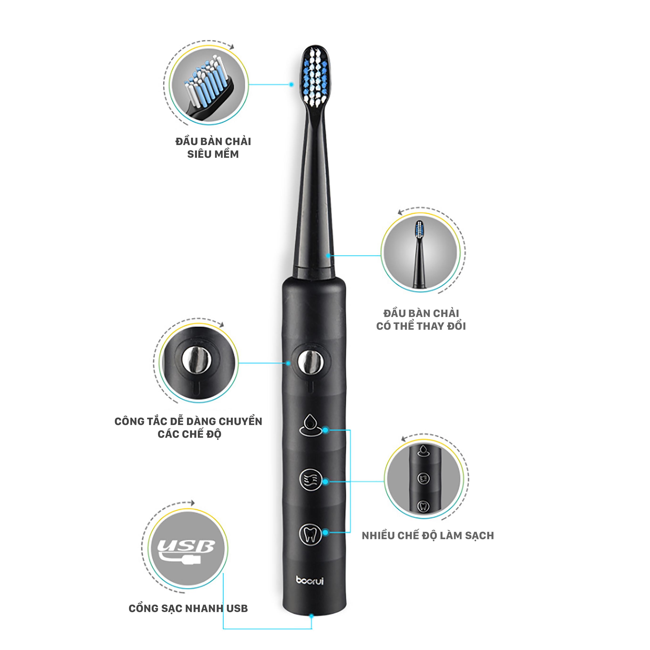 Bàn Chải Điện Chải Răng Sử Dụng Sạc Clear Sonic ( Tặng Kèm 3 Đầu Bàn Chải)