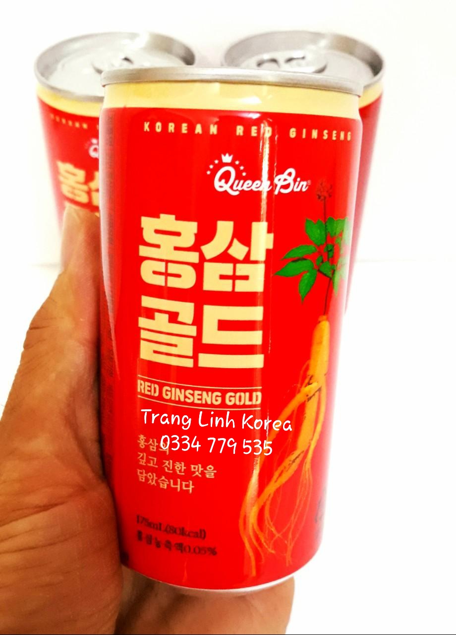 Nước Hồng Sâm Lon Queen Bin Hàn Quốc, thùng 30 Lon x 175ml