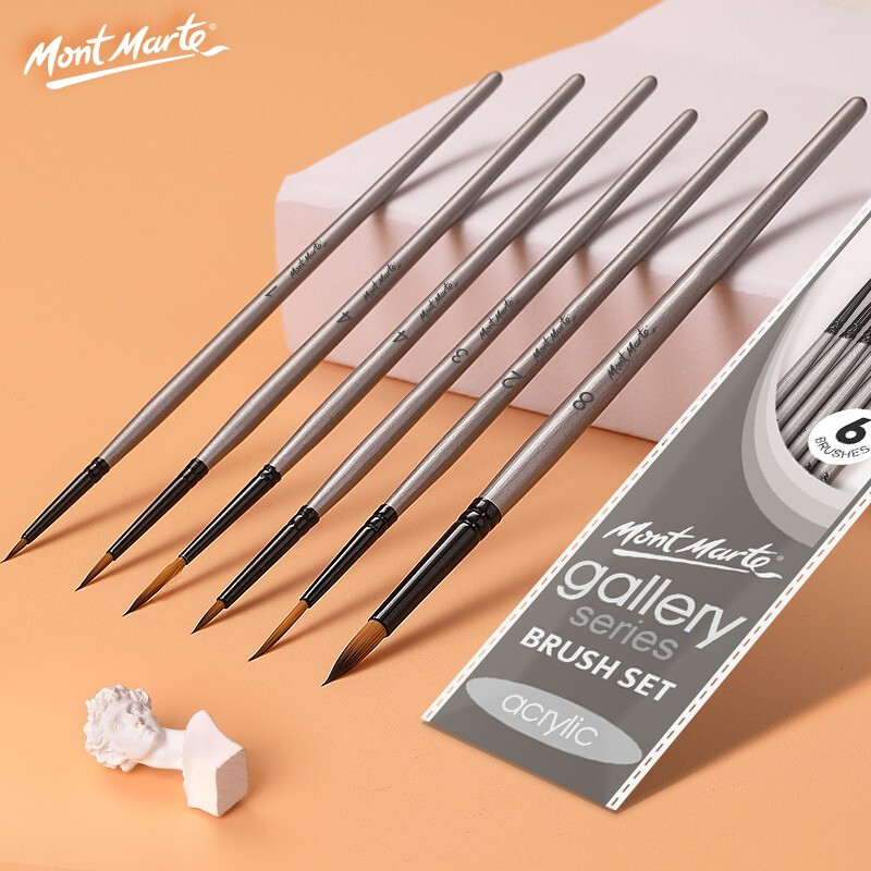 [Giao Hỏa Tốc] Bộ 6 Cọ Acrylic Mont Marte - Gallery Series Brush Set Acrylic 6pce - BMHS0008