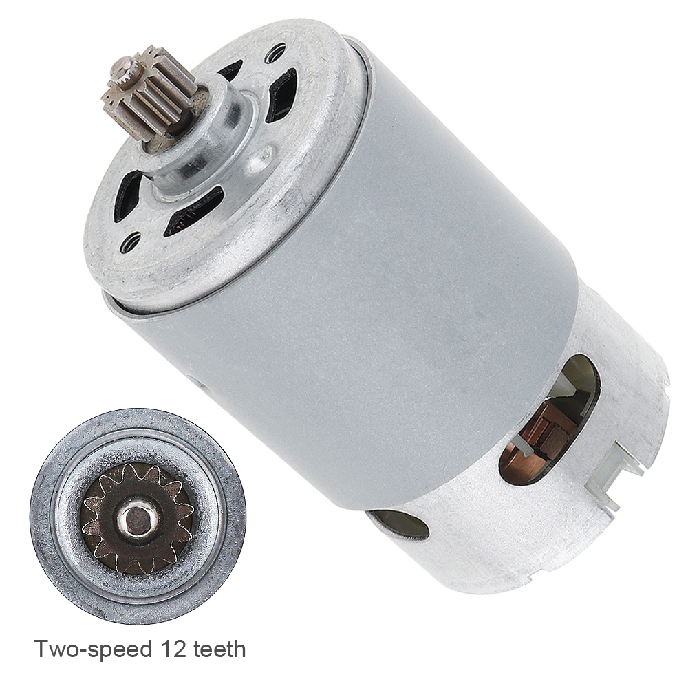 RS550 12V / 16.8V / 21V / 25V 19500 RPM DC Motor with Two-speed 12 Teeth and High Torque Gear Box for Electric Drill / Screwdriver