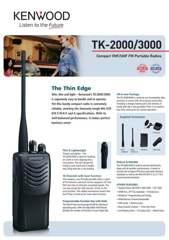 Bộ đàm cầm tay KenW TK-2000 (VHF), bảo hành 24 tháng