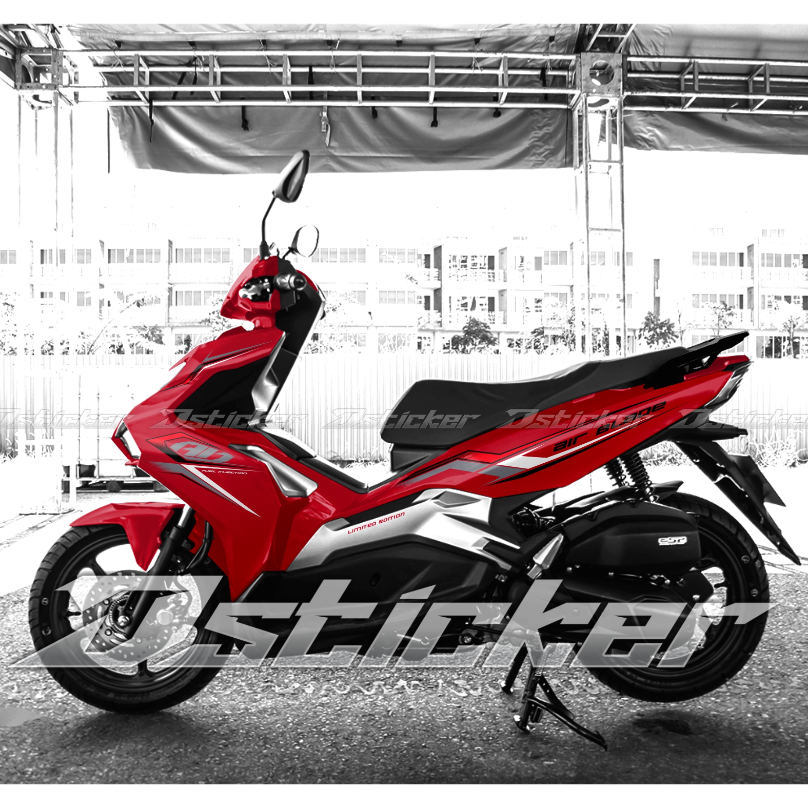 TEM AIR BLADE 2020 - RỜI XE ĐỎ - TEM TRẮNG ĐEN