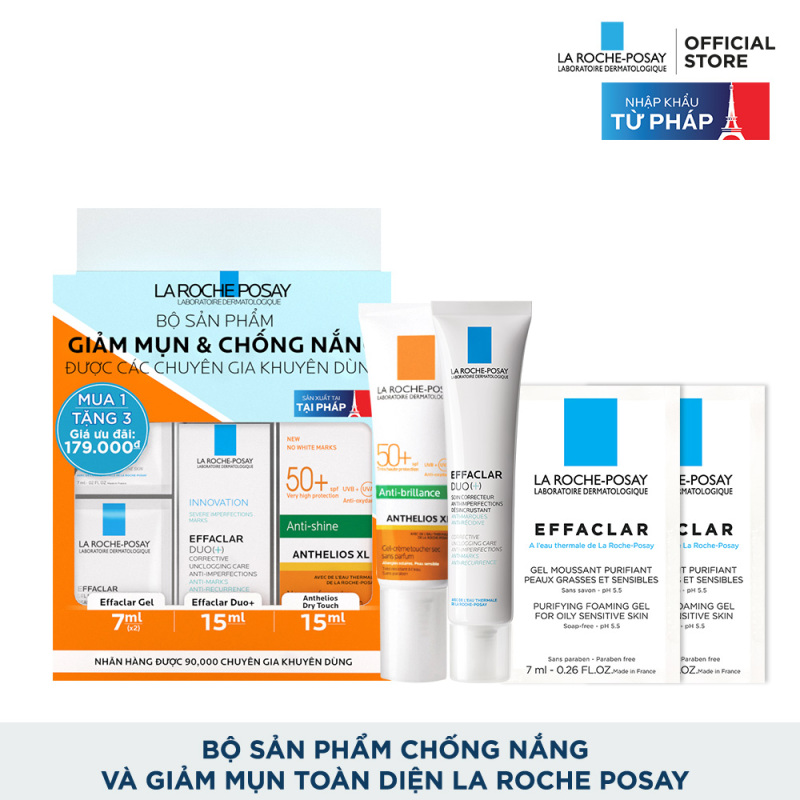 Bộ sản phẩm chống nắng và giảm mụn toàn diện La Roche Posay giá rẻ