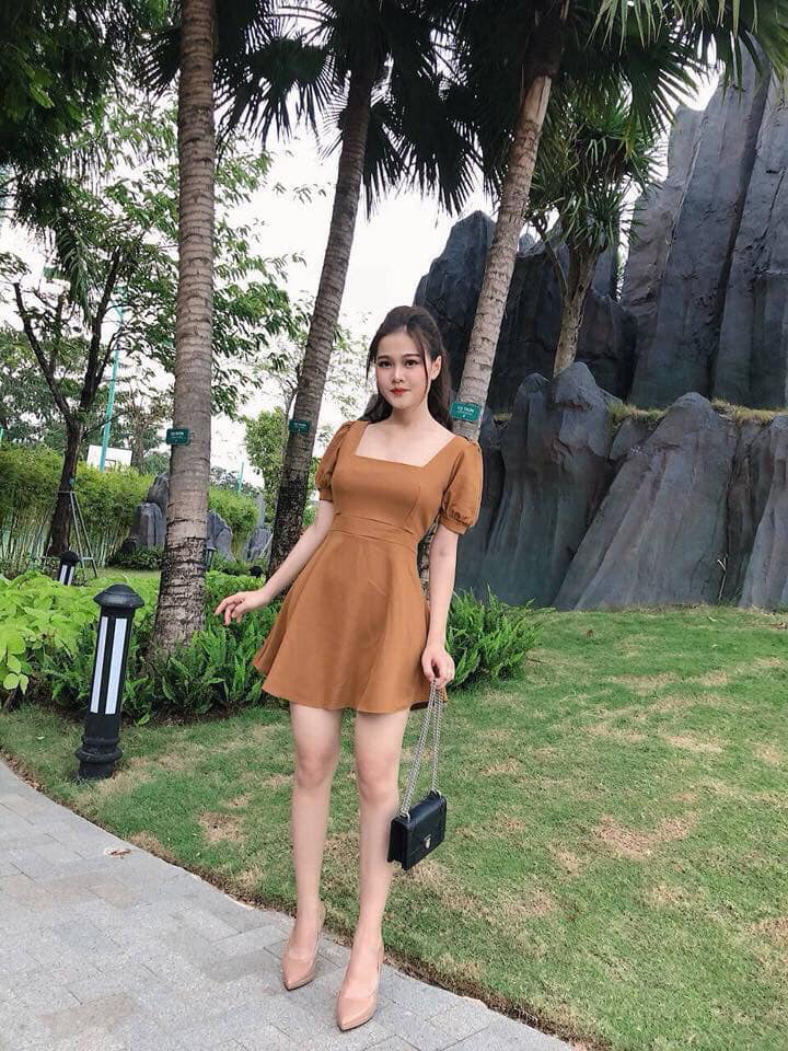 Đầm Xòe Cổ Chữ U Thanh Lịch Thời Trang