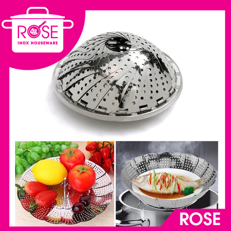 Khay Hấp , vỉ hấp Inox Xoè -vĩ hấp đa năng có chân tháo rời tiện lợi