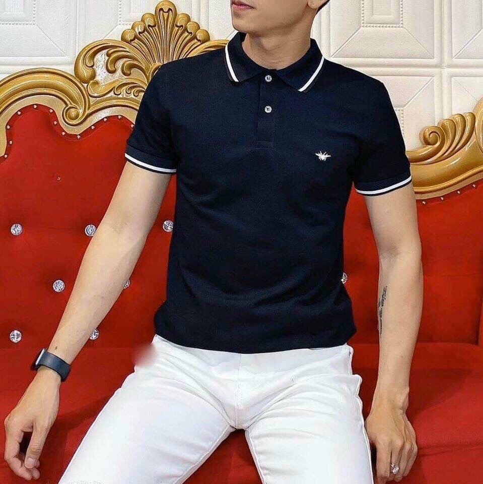 Áo Polo Nam Trơn Có Cổ Đen Trắng Vải Dày Không Xù Lông