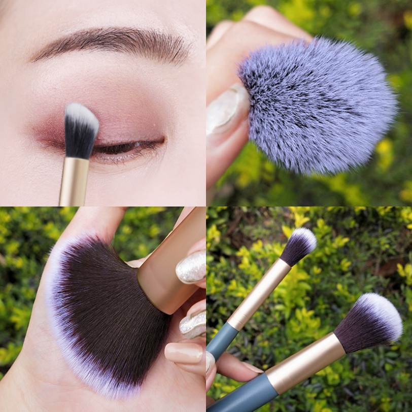 Combo 2 cây cọ đánh má hồng và đánh mắt lông cọ mềm mại