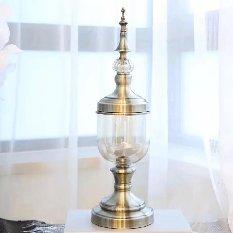Lọ hoa thuỷ tinh chân đế đồng cao cấp Cao Cấp