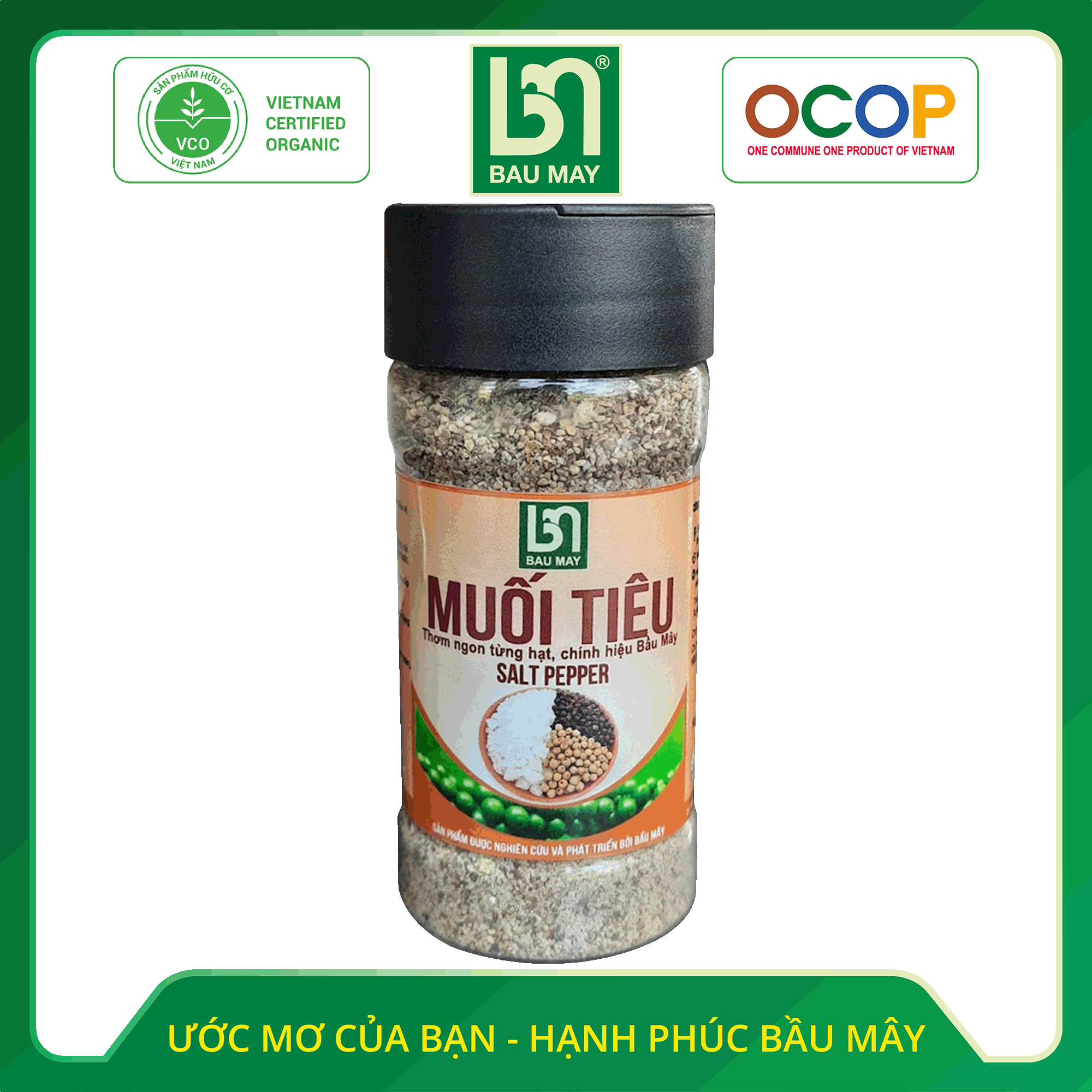 Muối Tiêu Bầu Mây Hũ 100g – Từ Hồ Tiêu Vùng Trồng Đạt GLOBALG.A.P.