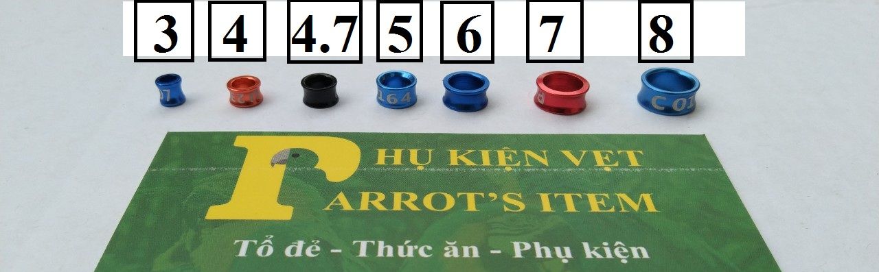 NHẪN ĐEO CHÂN CHO CHIM CẢNH, VẸT(có nhiều màu sắc)