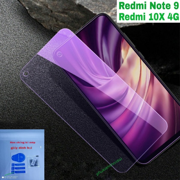 Cường lực Redmi 10X 4G / Redmi Note 9 tím chống tia UV hại mắt dùng chung cao cấp ( tặng keo mép )