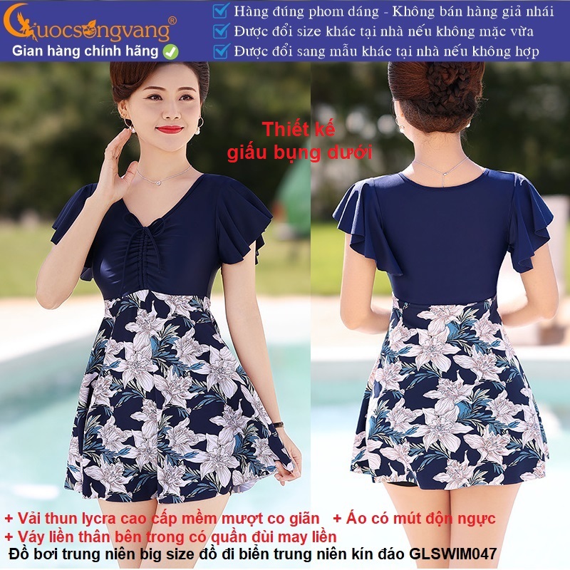 Đồ bơi trung niên big size màu xanh đen đồ đi biển trung niên GLSWIM047 Cuocsongvang