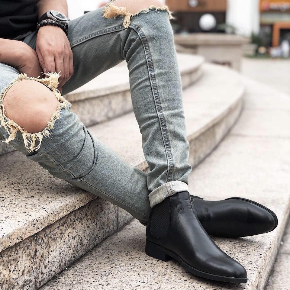 [HCM]Giày Nam Chelsea Boot Cao Cổ Cao Da Bò Thật