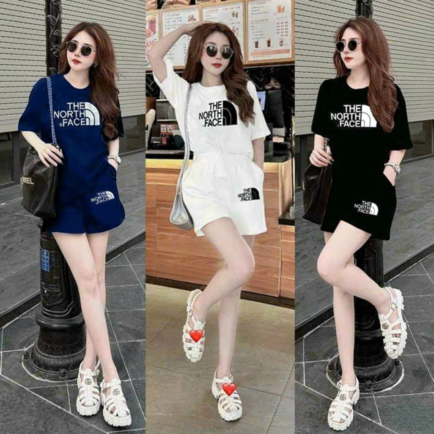 set đồ bộ short thun cotton thêu logo cao cấp