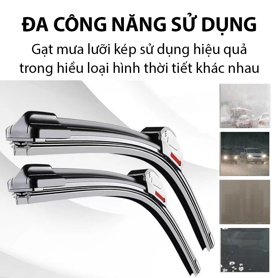 [FREESHIP] Gạt mưa lưỡi kép đa năng, thanh cần gạt nước mưa 2 lưỡi khung mềm xe Mitsubishi Xpander, Triton, Pajero, Attrage, Outlander gạt kính xe oto xe hơi