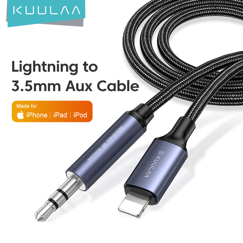 KUULAA Converter For Lightning To 3.5mm Headphone Jack Audio Cable Car Headset Speaker Adapter Aux Music For iPhone 7 8 X XR Samsung Xiaomi Redmi 4x Audio Jack