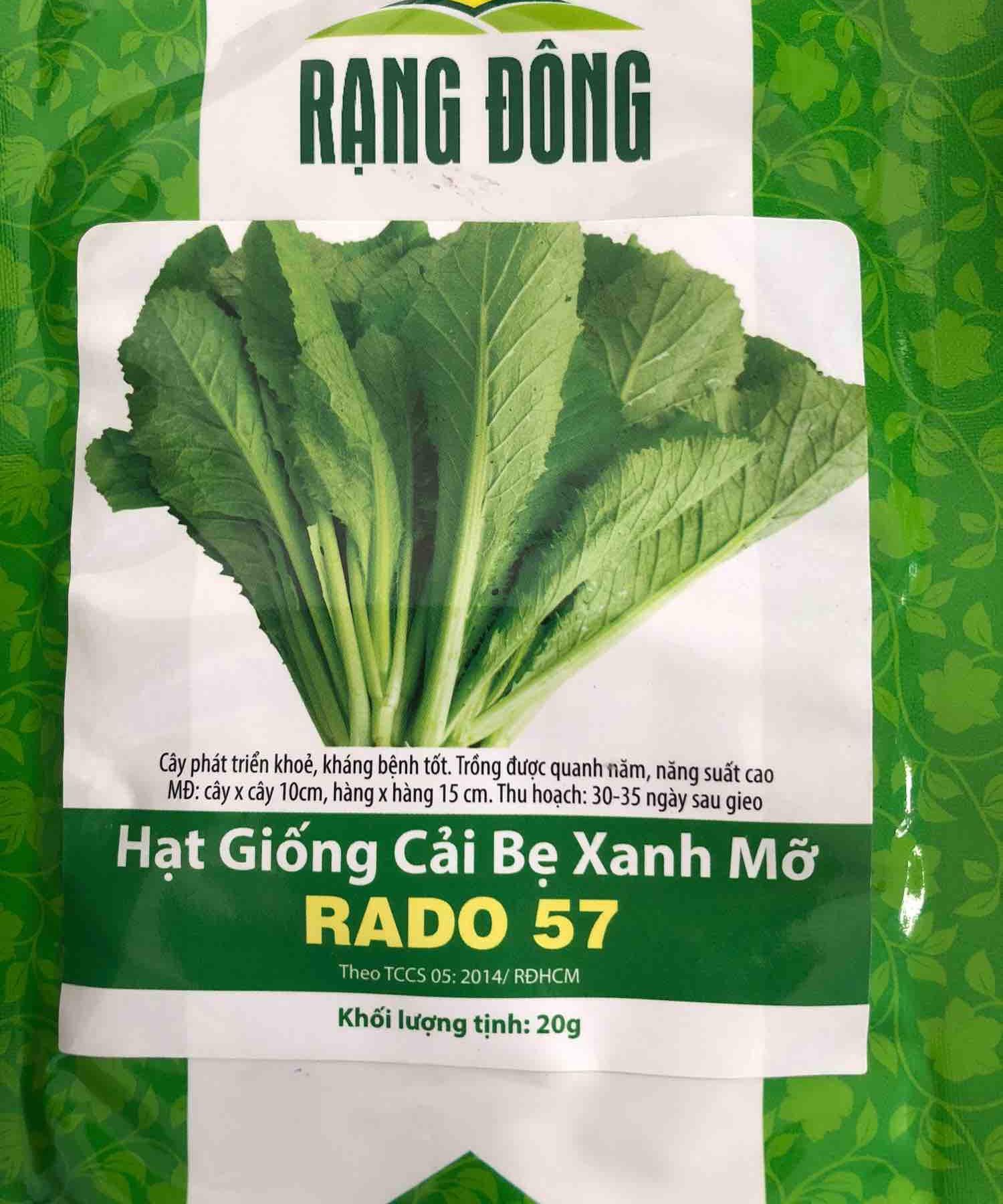 Hạt giống rau ăn lá - hạt giống  Cải Bẹ Xanh RADO 57