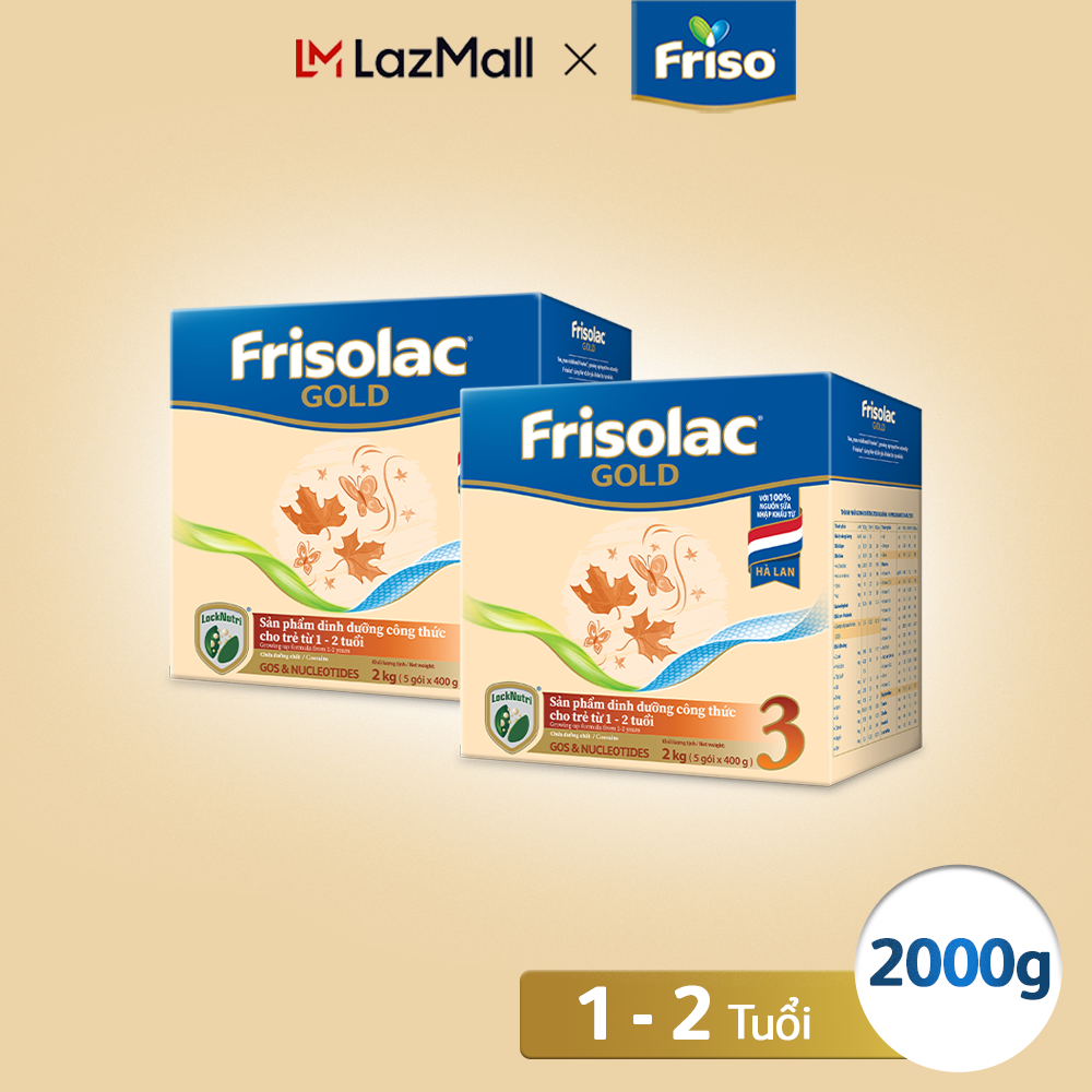 Combo 2 Hộp Sữa bột Frisolac Gold 3 Hộp Giấy 2KG
