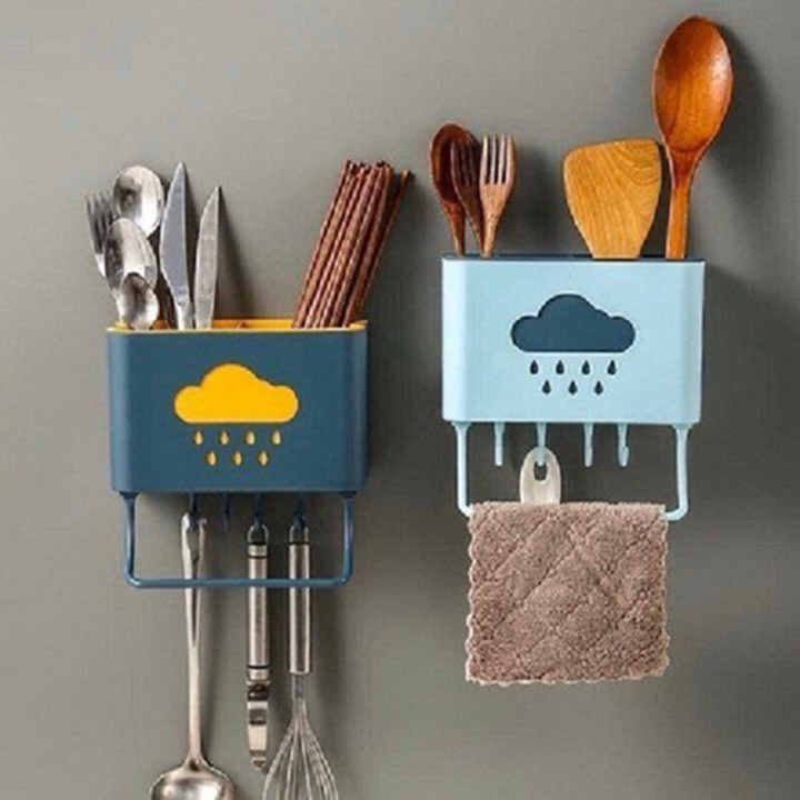 Ống cắm đũa thìa - giỏ cắm đũa thìa 2 ngăn chất liệu nhựa cao cấp