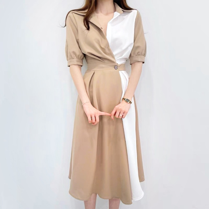 ĐẦM XÒE CÔNG SỞ CỔ SƠ MI PHỐI MÀU