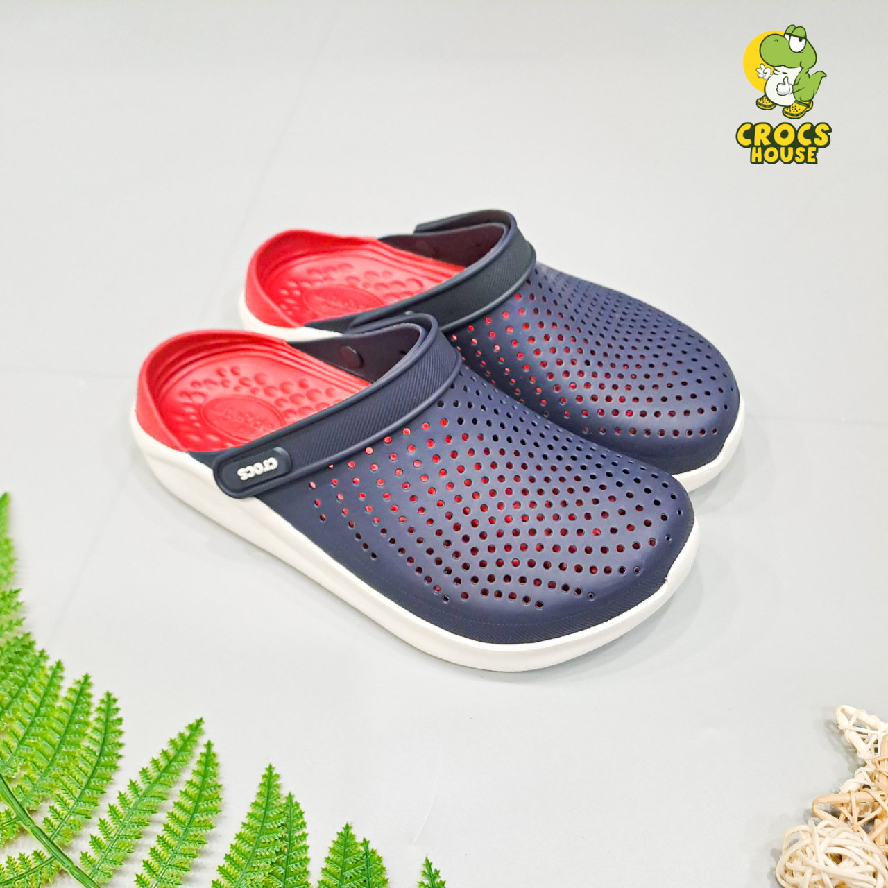 Dép sục croos literide nam nữ màu navy đỏ đế 3 lớp nhựa EVA siêu êm, dép croos xuất khẩu - Nhà Cá Sấu